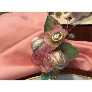 Pier 1 Imports Napkin Rings Set 11 Floral Easter Spring Jeweled Gold